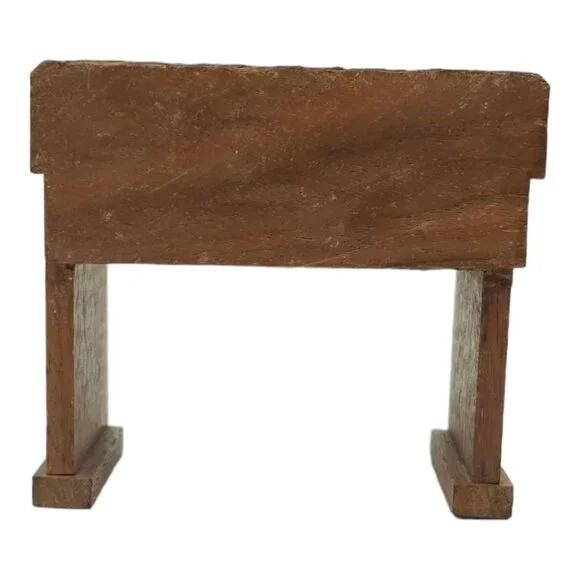Wooden Dollhouse Desk 3.25" L x 3" T x 1.5" D Vintage 50s 2 Knob Pull Out Drawer - Picture 3 of 15
